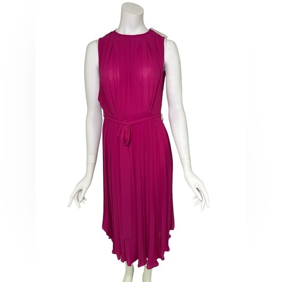 Fame and‎ Partner NWT Magenta Pink Pleated Sheer Dress NO SLIP sz 4 Oversized - Picture 11 of 11